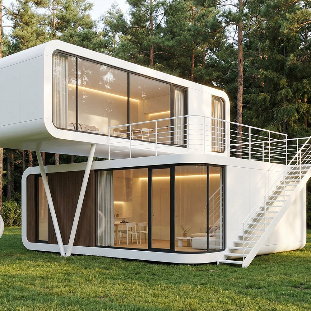 Portable Smart Outdoor Space Capsule Dwelling with Access Stairs